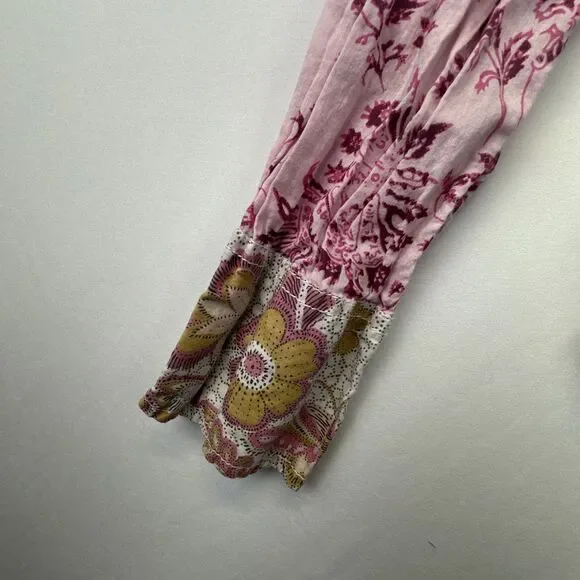 NWOT Cino Sundance Crinkled Pearl Button Shirt Peacock funky festival boho - L - Picture 7 of 11